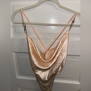 Champagne cow neck bodysuit